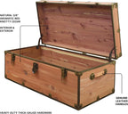 Rhino Trunk & Case Knotty Cedar Chest with Antique Brass Hardware – 32"x18"x14" Large Storage Box, Coffee Table, End of Bed Trunk or Entryway Storage Bench Furniture – USA-Made, Heirloom Aesthetic