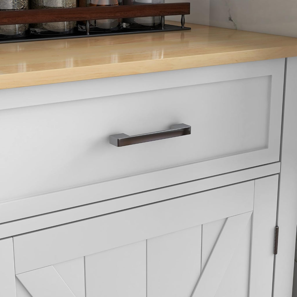 HOMCOM Rolling Kitchen Island with Drop Leaf Wood Breakfast Bar, Farmhouse Kitchen Cart with 2 Drawers, Adjustable Shelves for Dining Room, White