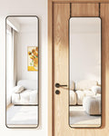Antok 48"x14" Over the Door Mirror, Full Length Mirror Door Hanging with Aluminum Metal Frame, Rectangle Wall Mounted Body Mirrors for Bedroom, No-Drill Space Saving Dressing Mirrors, Black