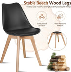 VECELO Dining Chairs Set of 4, Mid-Century Modern Kitchen & Dining Room Chairs, PU Leather Upholstered Seat, Solid Wood Legs, Armless, Non-Slip Feet, Black