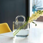 Clear Glass vases, Handbag Shaped Cases Can Hold Flowers or Fish, Suitable for Home and Office Decoration, Birthday Gifts, Bubble Design, Transparent