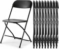 HealSmart 10 Pack Indoor/Outdoor Folding Chairs, Black Plastic Foldable Chair, Portable Stackable Commercial Stable Seat, Steel Frame, 330 lbs Capacity for Events Office Wedding Party Kitchen Dining
