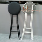 Round Padded Folding High Chiar for Kitchen, Outdoor, Camping, Foldable Bar Stool Backless, Portable Adult Foldable Stool (Color : Black, Size : 80cm/31.5in)