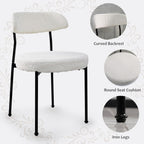 3-Pieces 24" Small Round Dining Table and Dininig Chair Set for 2,MDF Table Top and Heavy Metal Base Leg for Dining Room Apartment Small Space,Boucle Fabric, White