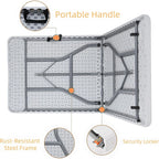 Folding Table 6ft Foldable Table with Built in Handle & Steel Legs / 6FT Heavy Duty Folding Portable,Perfect for Party, Dining Indoor/Outdoor Events, Tailgating & Backyard BBQ, White