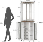 Oransail 68.9“ Tall Corner Bar Cabinet, Wine Bar with LED Light and Mirror, Farmhouse Liquor Cabinet with Adjustable Shelf & Glass Rack, for Dining Room, Living Room