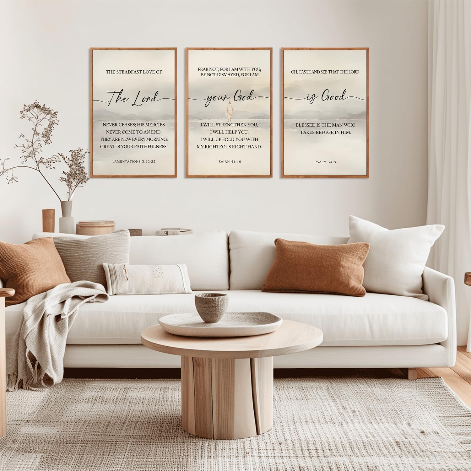 HLNIUC Christian Scripture Framed Wall Art Set of 3,The Lord Your God Is Good Wall Decor(24x36),Inspiring Easter Bible Verse Canvas Artwork,Modern Religious Quotes Prints for Church,Bedroom,LivingRoom