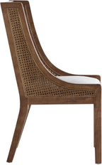 Christopher Knight Home Yone Dining Chairs Set of 2, Modern Dining Chair with Fabric Upholstery, Rubberwood Frame Kitchen Chairs with Cane Webbing, Extra Seat for Dining Room, Beige + Brown