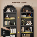 Bestier 76" Tall Arched Bookshelf, 5 Tier Arched Bookcase with Adjustable Book Shelves, Large Arch Wood Bookshelf, Modern Farmhouse Open Display Tall Bookcase for Bedroom, Home Office, Bedroom, Black