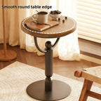 YUNMUARY-Modern Side Tables Living Room, Black Round End Table, Mid Century End Tables for Small Space, Metal Bedside Tables, Wooden Couch Side Table, Nightstand for Bedroom, No Assembly Required