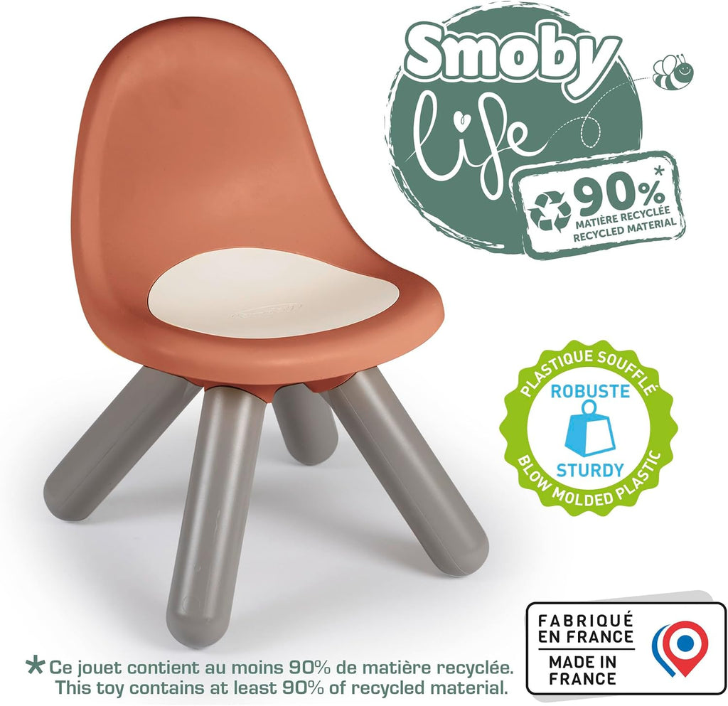 Smoby Life Kid Terracotta Chair - Indoor and Outdoor Use - Anti-UV Treated - Recycled Material - From 18 Months - Made in France