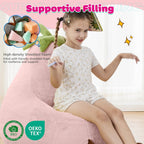 DUMOS Kids Bean Bag Chair, Stuffed Toddler Couch with Faux Rabbit Fur Cover for Teens & Kids, Comfy Lazy Sofa Chair for Reader, Living Room, Bedroom, Aged 4-12 Years, 31 Inch, Pink