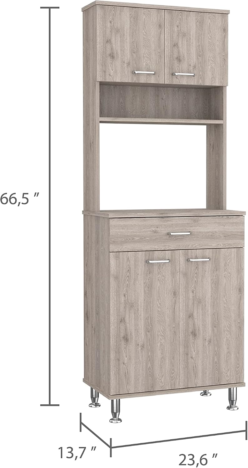 1-Drawer 1-Shelf Area Pantry with Adjustable Metal Legs Light Grey,Buffet Kitchen Sideboard,for Kitchen,Dining Room,23.6 * 13.9 * 66.5