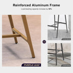 PURPLE LEAF Outdoor Bar Height Bar Stool Set of 2 Rattan Bar Chair with Back Aluminum Modern Barstools for Patio Backyard Indoor Kitchen Teak