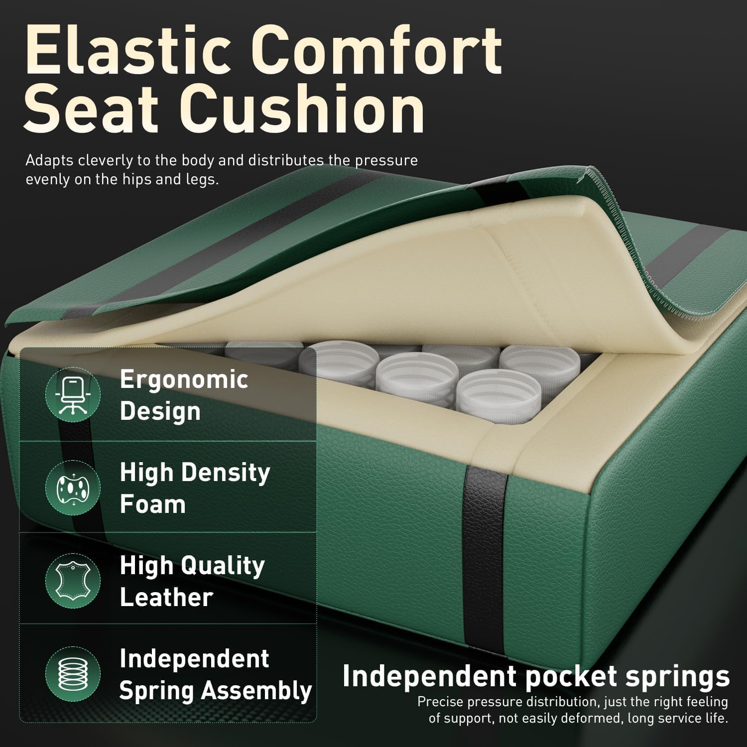 HLDIRECT Gaming Chair, Ergonomic Video Game Seat with 360° Swivel & Lumbar Massage, Computer Chair PU Leather Cushion for Adults Home/Office Use (Black & Green)