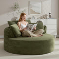 ivoros Oversized Round Lounge Chair Indoor, Corduroy Upholstered Deep Seat Cloud Circle Sofa Chair, Fluffy Boneless Sleeper Chair for Reading & Lounging, No Assembly Required (Green)