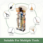 Faesun Garden Tool Organizer for Garage, Heavy Duty Garden Tool Storage Organizer with Secure Slots & Hooks, Freestanding Long Handle Tool Rack for Shovels, Rakes, Brooms, Garage, Shed & Yard