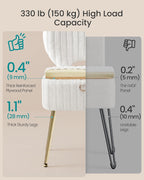 SONGMICS Small Vanity Chair with Storage and Folding Back, Vanity Stool, Footrest Footstool Ottoman, Dressing Table Stool, Furry Padded Seat, for Makeup Room, Bedroom, Cream White ULOM532WD01