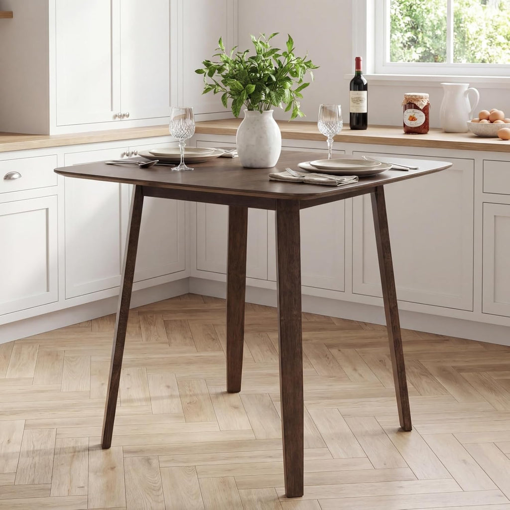 PrimeZone Counter Height Bar Table - Mid-Century Modern Kitchen Dining Table with Solid Wood Legs Load 300 LBS, Versatile Square High Top Desk 36" Ideal for Dining Room Home Bar Pub Cafe
