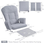 Boshen 5PCS Glider Rocker Replacement Cushions with Ottoman Cover, 3.5" Thick High Back Rocking Chair Cushion Set with Side Pockets for Indoor Nursery Glider Chair, Washable and Non Slip, Grsy