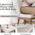 Upholstered Dining Chairs Set of 4, Linen Fabric Living Room Chairs Mid Century Modern Armless Kitchen Chairs with Backrest and Wood Legs for Kitchen Dining Room Restaurant, Cream