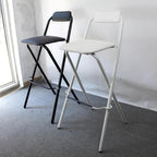 Folding Bar Stool with Backrest, Set of 2 Portable Folding Stool Chair PU Sponge Seat Tall Bar Stools - 300 lbs Capacity (Color : White, Size : Seat Height 27")