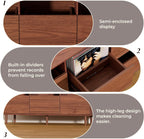 BROTTAR 47.2" Large Record Player Stand, 7“/10"/12" Vinyl Record Storage Cabinet, Mid Century Turntable Stand, Vinyl Record Holder, Media Cabinet with DVD Drawers for Living Room, Music Corner, Brown
