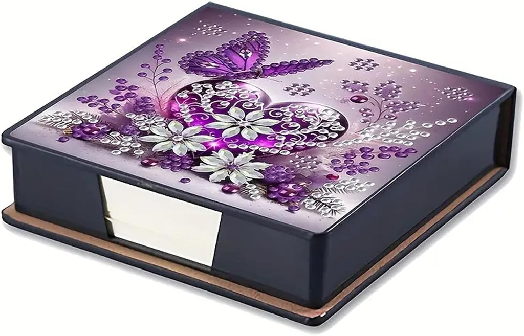 Butterfly Diamond Painting Kit Note Box,Memo Paper Storage Box Diamond Art,Sticky Note Holder Diamond Art,Diamond Painting Memo Pad For Office Desk. (butterfly2)