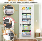 Ofiray-home 2 Pack Over Door Organizer with 5 Large Pockets, 5 Transparent Front Pockets & 10 Mesh Side, 50 lbs Weight Capacity Hanging Storage for Toys, Shoes, Diapers, Pantry