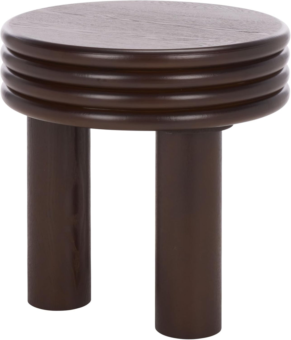 SAFAVIEH Home Collection – Ohana Dark Brown Accent Table, Sculptural Round Side Table, Modern Pedestal Design (ACC2327A)