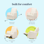 Davinci Lucas Pillowback Swivel Recliner in Cozy Cream Boucle, Greenguard Gold & CertiPUR-US Certified