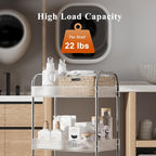 STARLATTA 3 Tier Rolling Cart with Lockable Wheels, Clear Acrylic Utility Trolley with Handle, Heavy-Duty Storage Organizer for Kitchen Bathroom Nursery Laundry - Snack Book Craft Organizer (Clear)