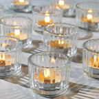 Clear Tea Light Candle Holders Set of 12, 5cm x 3.5cm Glass Tea Light Holders for Table Centerpiece, Mini Votive Candle Holders for Weddings, Birthday Parties, Home Decor, Table Decor