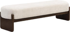 Virubi Elegant Upholstered Loop Yarn Ottoman, Beige End of Bed Entryway Benches, Corner Dining Bench Shoe Stool for Indoor Bedroom Living Dining Room (Beige)