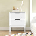Flash Furniture Dallas Wood Nightstand Side Table, Kids Bedroom End Table with 2 Storage Drawers, Cutout Handles, Smooth Ball Bearing Slides, White