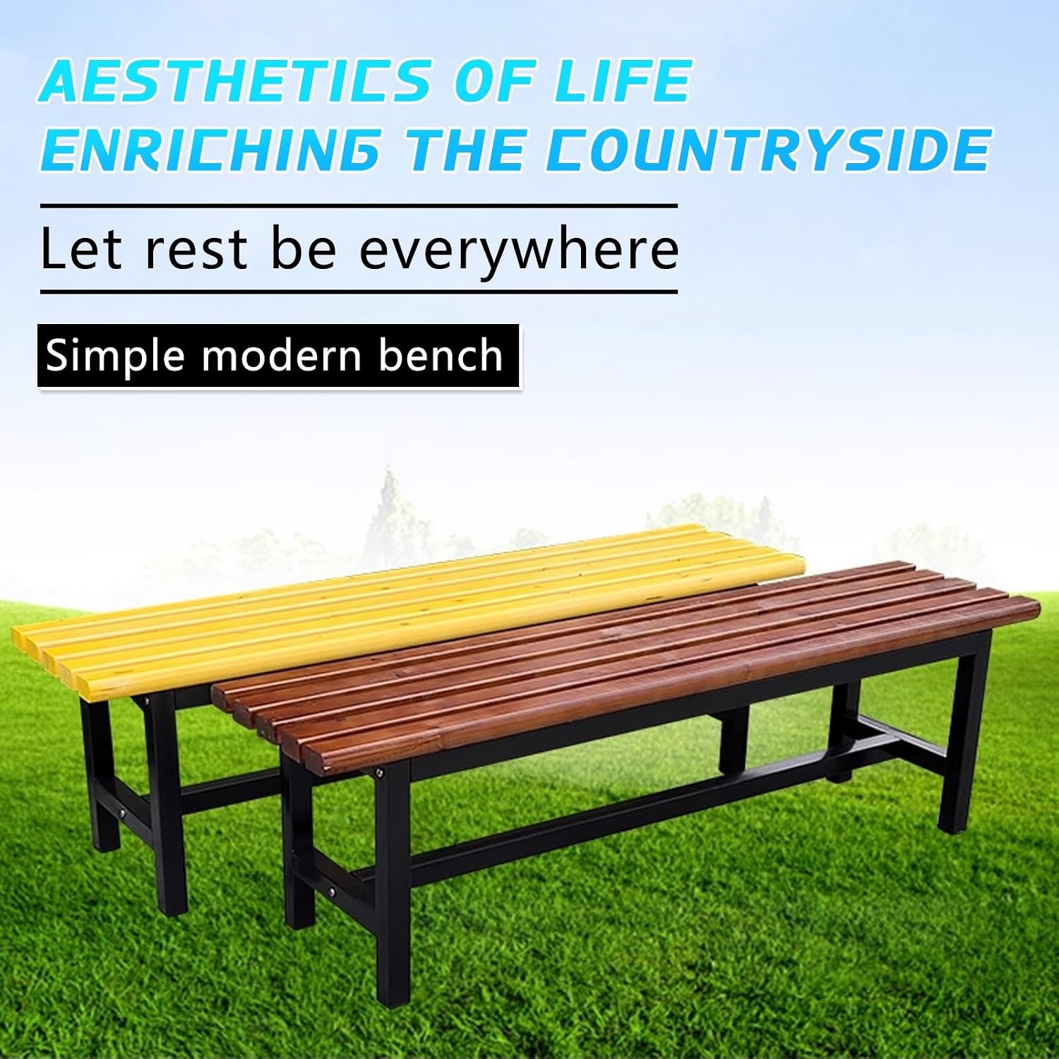 Patio Benches for Outdoors Solid Wood Seat More Stable and Durables not Easy to Shake Strong and Durables for Patio Lawn Balcony Yard Porch and Indoor(Dark Wood Grain,120cm/47in)