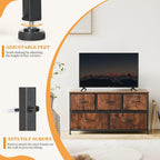 SMUG 5 Drawer Side Table with Tray, Portable Metal Frame with Adjustable Feet, Wood Stand for Office