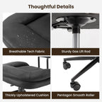 COSIEST Cross Legged Office Chair with Wheels, Ergonomic Kneeling Chair for Adults, Criss Cross Chair with Wide Seat, Comfortable Home Office Desk Chair, 360° Swivel Adjustable Height, Black