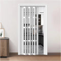 Indoor Room Divider Heavy Duty Aluminum Folding Sliding Door Retractable Frosted Acrylic Glass Panel for Kitchen Laundry Room Office 5.6x6.7ft(170.2x203.2cm)