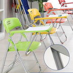 Stackable Folding Plastic Conference Chair with Tablet Arm Mesh Backrest and Padded Seat Ideal(Black with Writing Board+Frame)