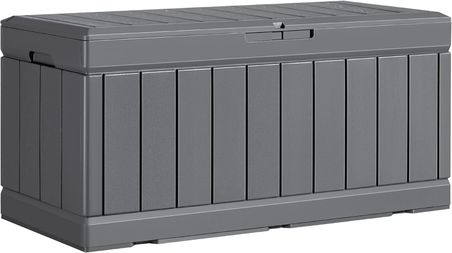 YESHOMY Storage Chest, Entryway Resin Shoe Bench, Toy Box with Hydraulic Bracket Flip Lid, Side Holder, Supports 450 lbs for Bedroom, Living Room, Lockable, Gray