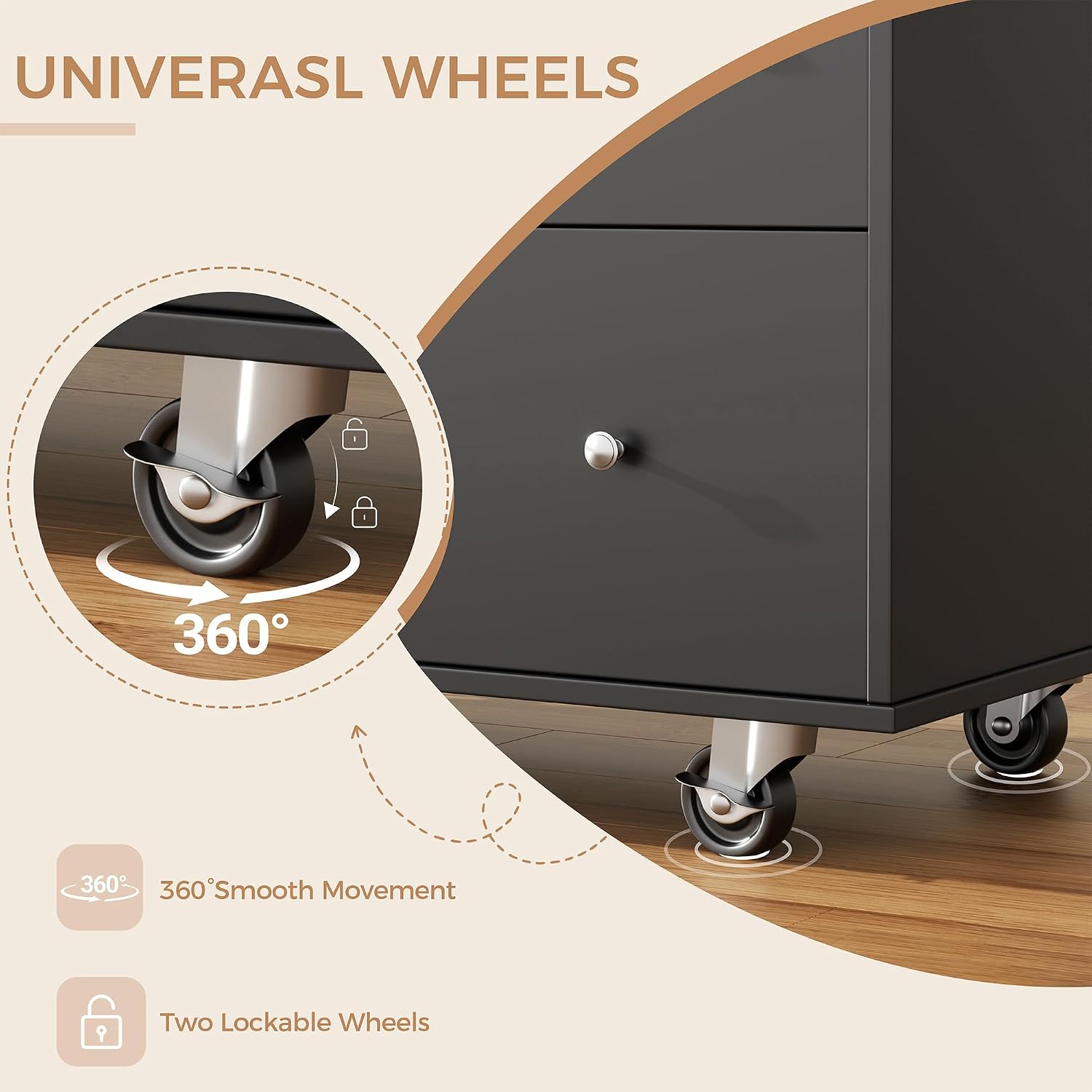 JY QAQA 40" Kitchen Island Cart Furniture cart on Wheels Rolling Portable Dining Room Serving Utility Carts Mobile Movable with Drawers Cabinet,Black