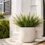 Artificial Monkey Grass with Flowers - UV Resistant Artificial Outdoor Plants, Faux Flowers for Outdoor Planters, Porch, Patio, Garden, Window Box - 12 Bundles White
