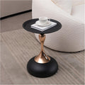 15.7" Round Side Table Gold Metal Pedestal, Hourglass Mermaid Tail Art Deco End Table, Modern Minimalist Accent Drink Martini Table for Small Spaces, Living Room Apartment Cafe (Black)