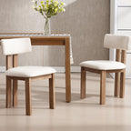 chairus Linen Dining Chairs Set of 4 Modern Farmhouse Kitchen Chairs with Open Slat Back Upholstered Wood Side Chairs for Dining Room, Restaurant, Living Room, Beige