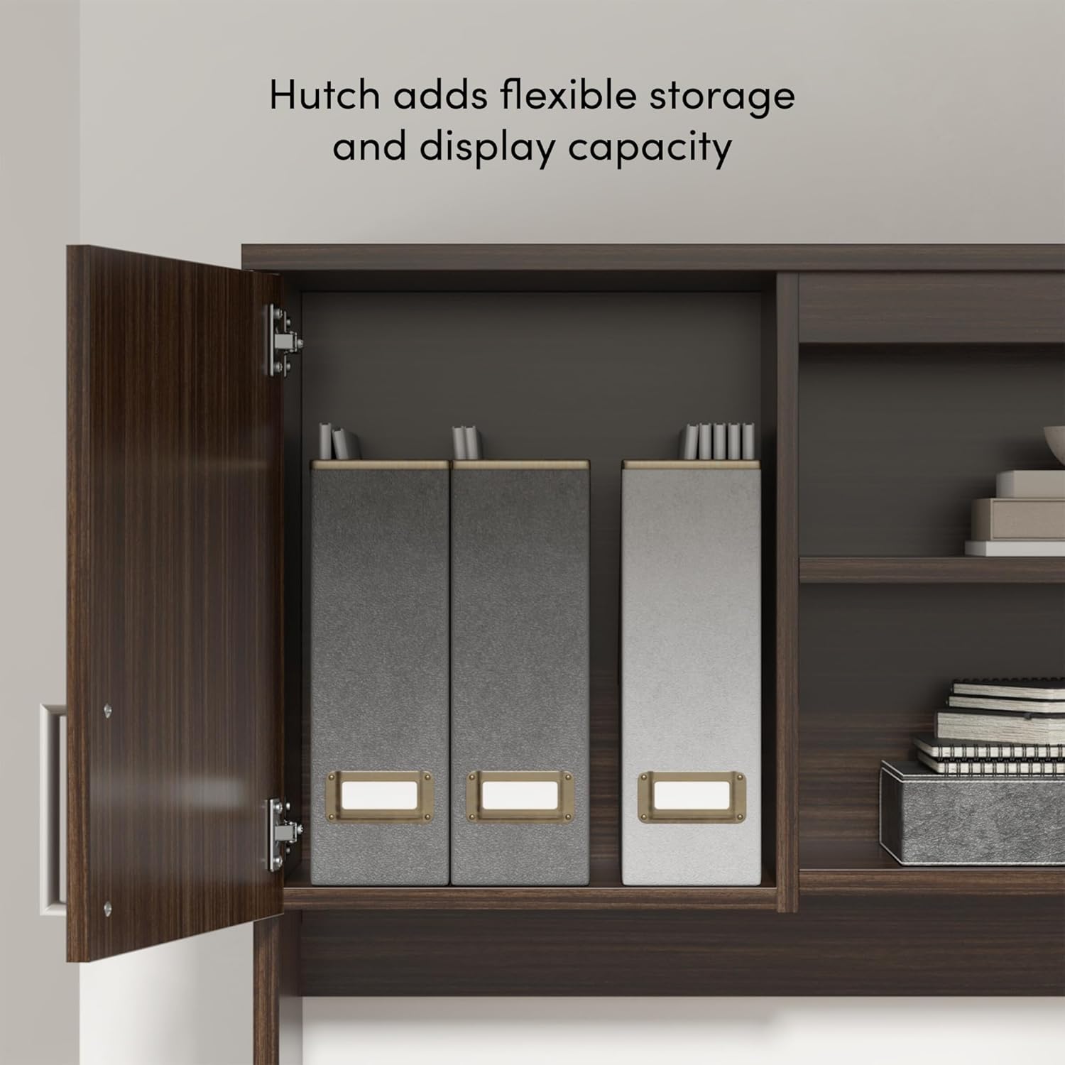 Bestar, Ridgeley Collection, 3-Piece Set Including a U-Shaped Desk with Hutch, a Lateral File Cabinet, and a Bookcase