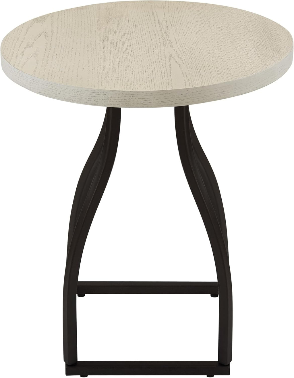 Accent Table, 20 Inch Round Wood White Top, Black Metal Base
