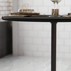Flash Furniture Lars Black 30'' Round Wood Cocktail Table with 30'' and 42'' Columns