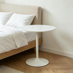 31.5 Inch Dining Table Round Bar Table for 2-4 with Enlarged Pedestal Base, Modern Mid Century Round Top Kitchen Table for Kitchen Living Room Cafe Small Spaces, White