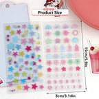 2Sheets Cute Deco Stickers Flower Star Heart House Number Sticker Kawaii Floral Stars Numbers Stickers for Water Bottles Scrapbooking Journaling Sticker DIY Craft Phone Case Album